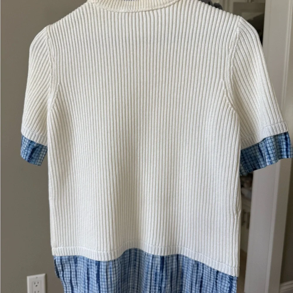 Tory Burch White and Blue Short Sleeve Tee